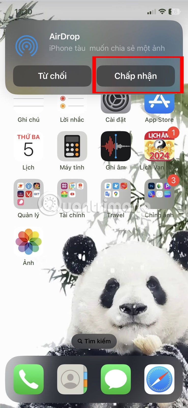 Nhấn Chấp nhận