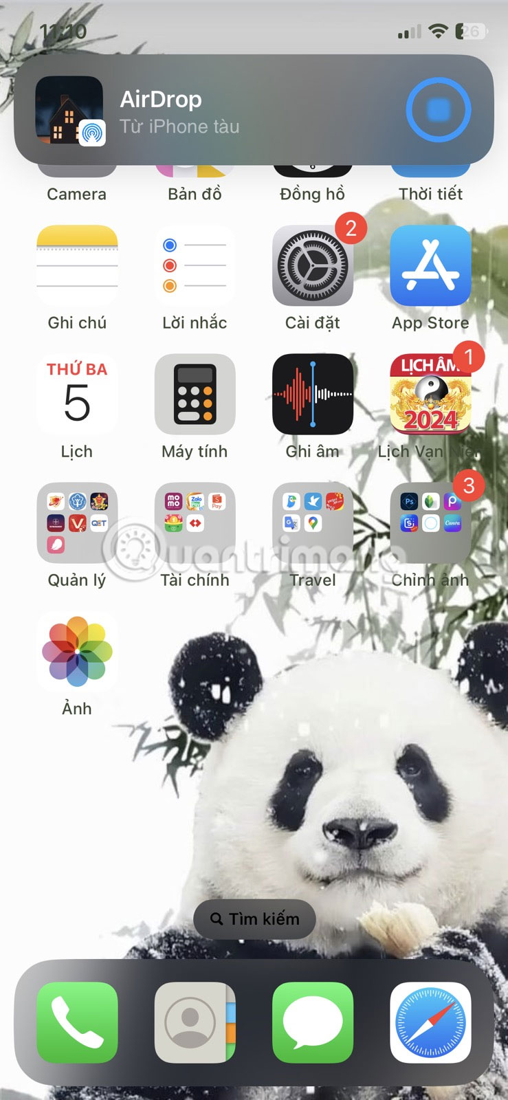 File đang được gửi qua Airdrop
