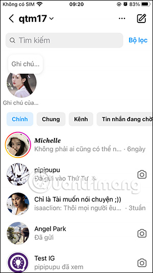 Đoạn chat Instagram