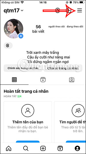 Tùy chỉnh Instagram