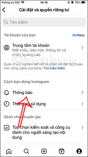 Chỉnh thông báo Instagram