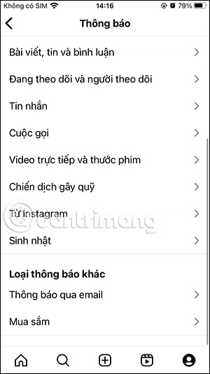 Chỉnh thông báo Sinh nhật Instagram