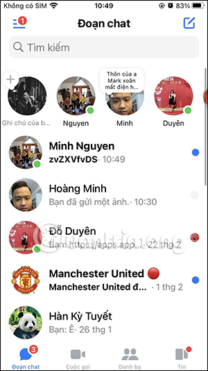 Tin nhắn mới trên Messenger