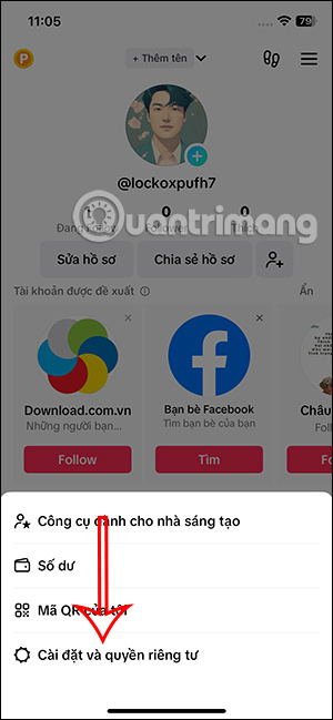 Cài đặt TikTok