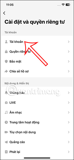 Chỉnh tài khoản TikTok