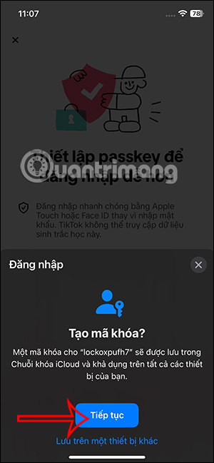 Tạo mã khóa TikTok