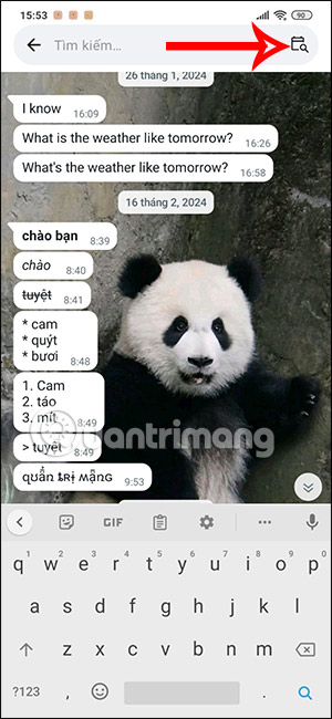 Tìm kiếm trên Whatsapp theo ngày