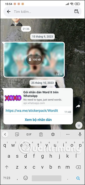 Tin nhắn Whatsapp tìm theo ngày