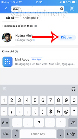 Kết bạn Zalo qua số điện thoại