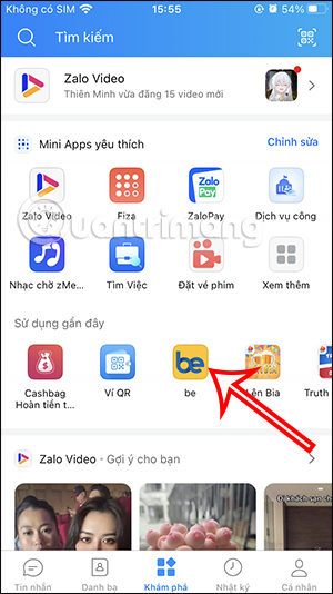 Chọn ứng dụng be Zalo 