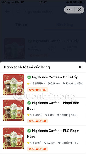 Khoảng cách cửa hàng beFood