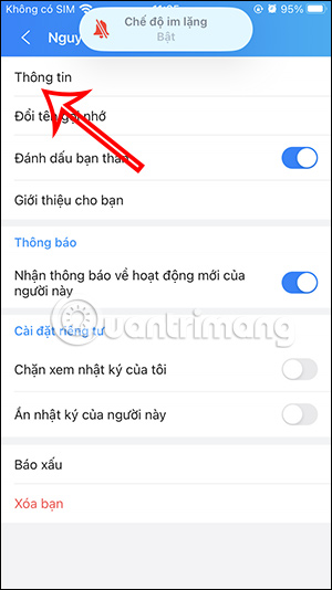 Thông tin tài khoản Zalo