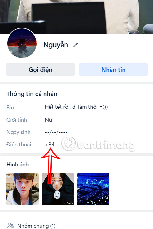 Hiển thị số điện thoại Zalo máy tính
