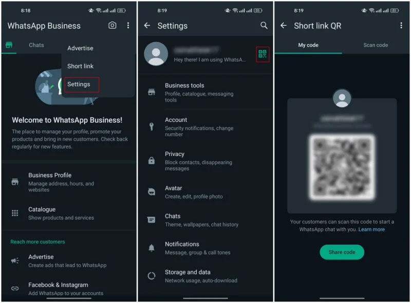 Chia sẻ mã QR