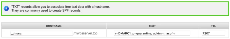Bản ghi TXT cho DMARC.