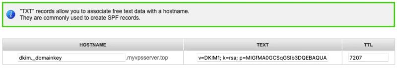 Bản ghi TXT cho DKIM.