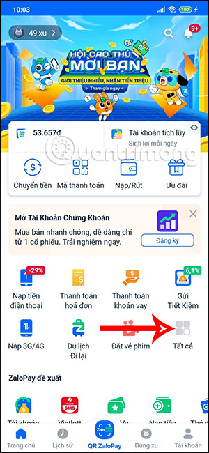 Xem dịch vụ trên ZaloPay