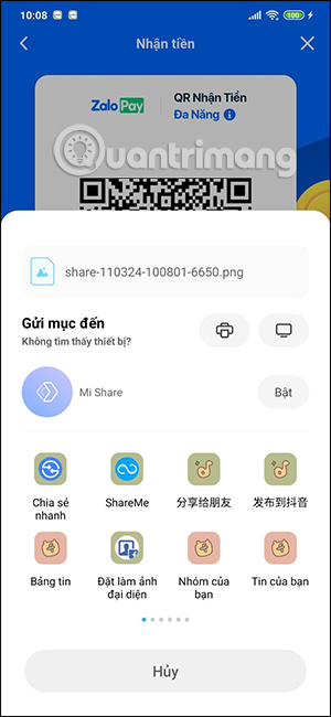 Gửi mã QR có số tiền ZaloPay