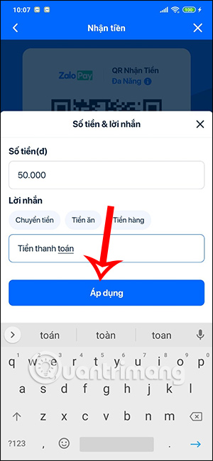 Lưu mã QR số tiền trên ZaloPay