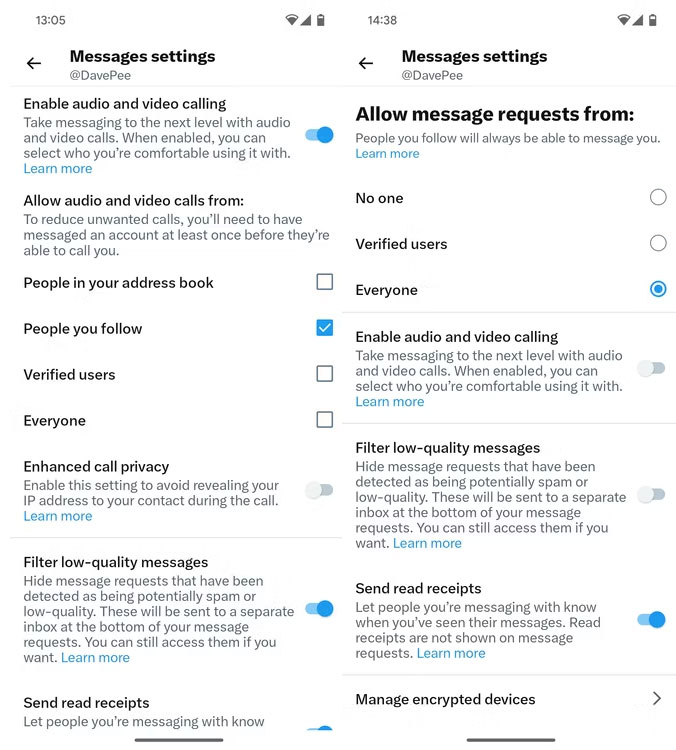 Tắt tính năng gọi điện của X