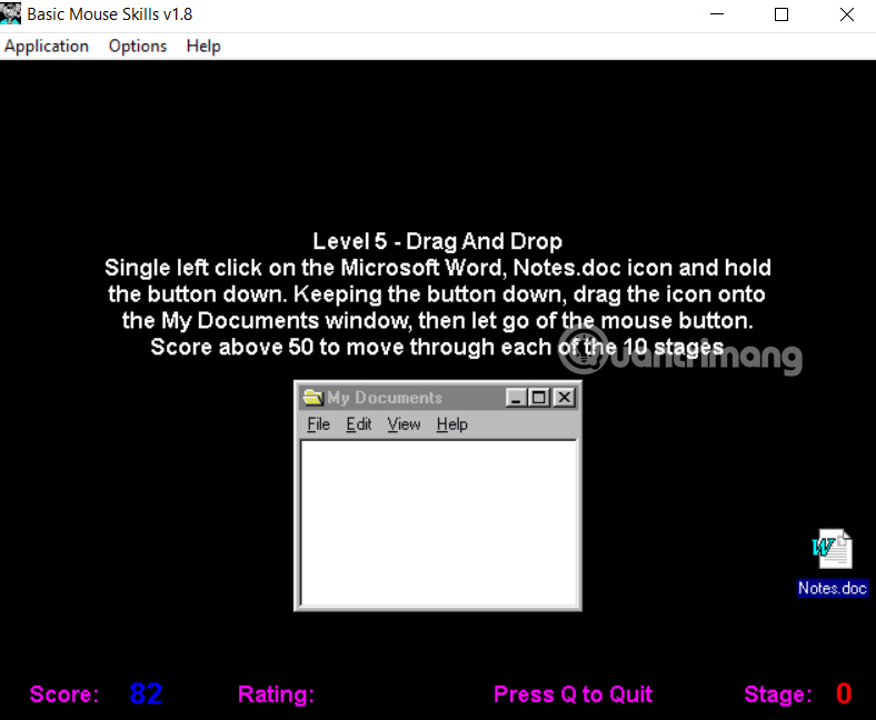 Bài luyện tập 5 thao tác kéo thả chuột Basic Mouse Skills