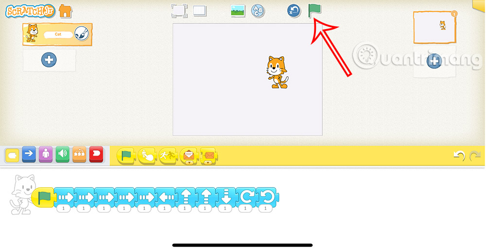 Bật chạy chương trình trên ScratchJR