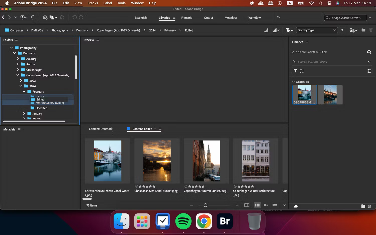 Kéo và thả các file khác nhau trong ứng dụng Adobe Bridge