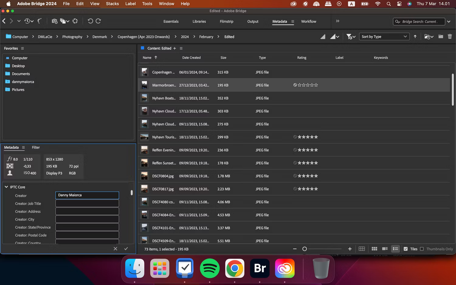 Chỉnh sửa siêu dữ liệu trong Adobe Bridge