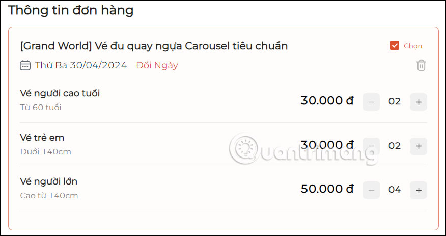 Thông tin mua vé Grand World Hà Nội