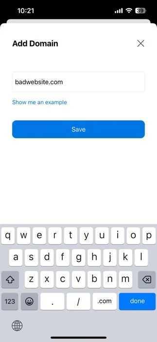 Tùy chọn chặn domain tùy chỉnh