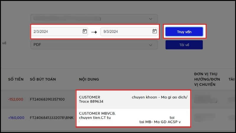 Tra cứu mã giao dịch MB Bank web 