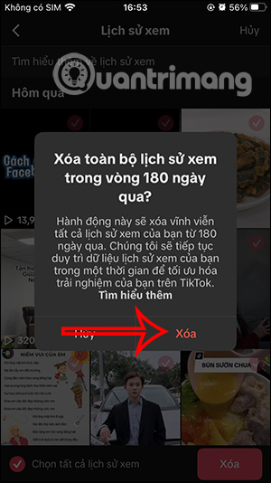 Xóa lịch sử TikTok đã xem