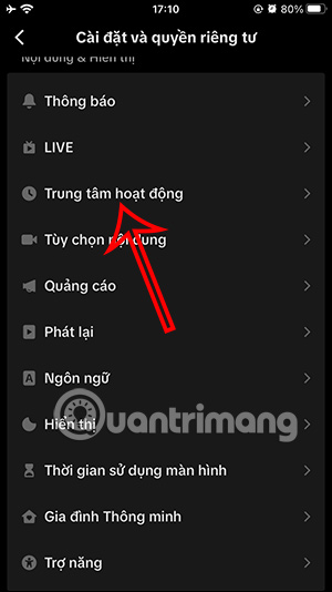 Trung tâm hoạt động TikTok