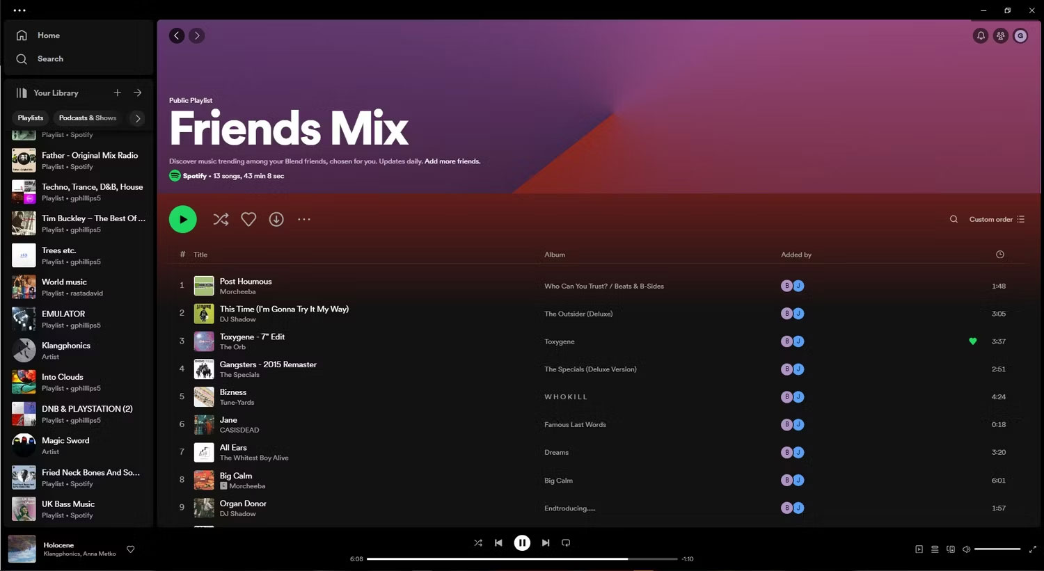 Danh sách phát Spotify kết hợp của hai người bạn
