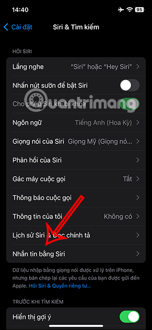 Nhắn tin với Siri