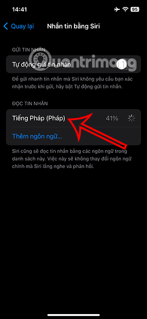 Ngôn ngữ đọc tin nhắn trên Siri