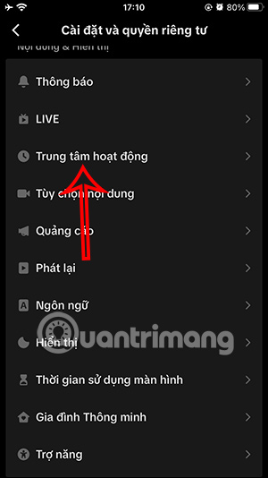 Trung tâm hoạt động TikTok
