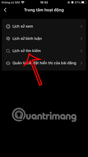 Lịch sử tìm kiếm TikTok