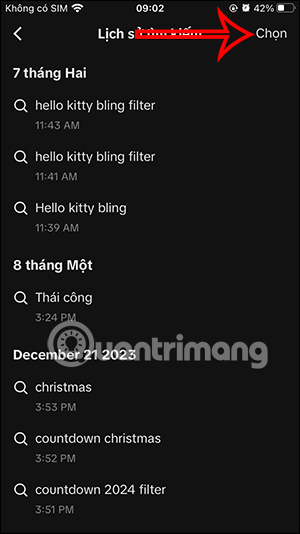 Nội dung tìm kiếm trên TikTok