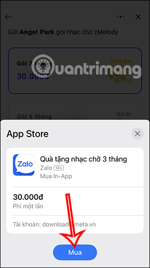 Mua gói nhạc chờ Zalo gửi bạn bè
