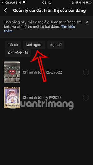 Chế độ hiển thị bài đăng TikTok
