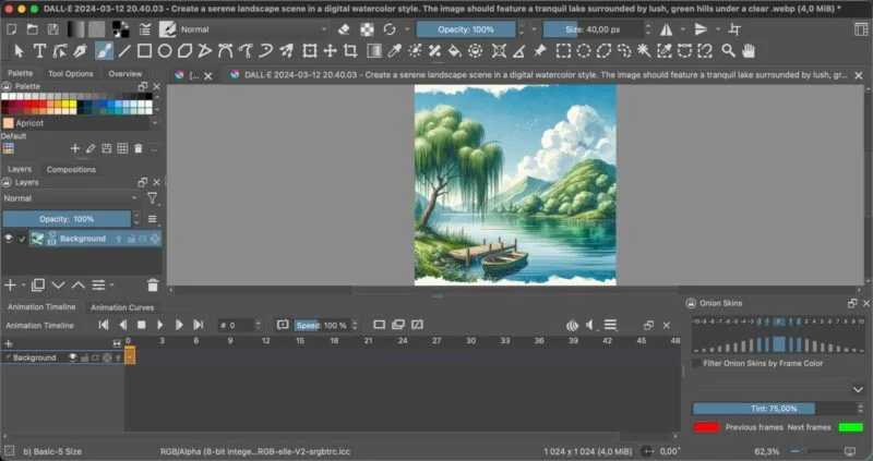 Không gian làm việc của Krita
