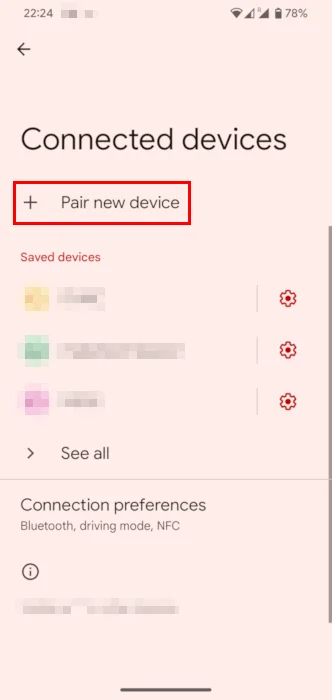 Tùy chọn Pair new device trên menu Bluetooth của điện thoại.