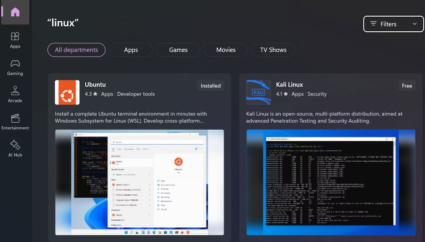 Các bản phân phối Linux trong Windows Store