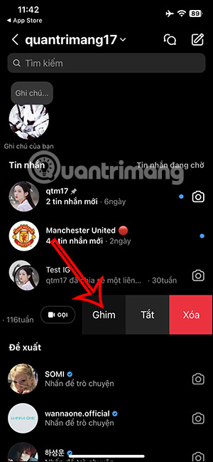 Ghim trò chuyện Instagram khác