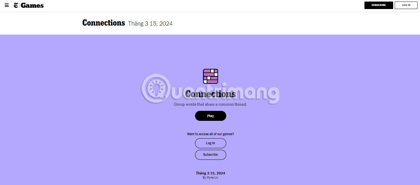 Trang chủ của NYT Connections