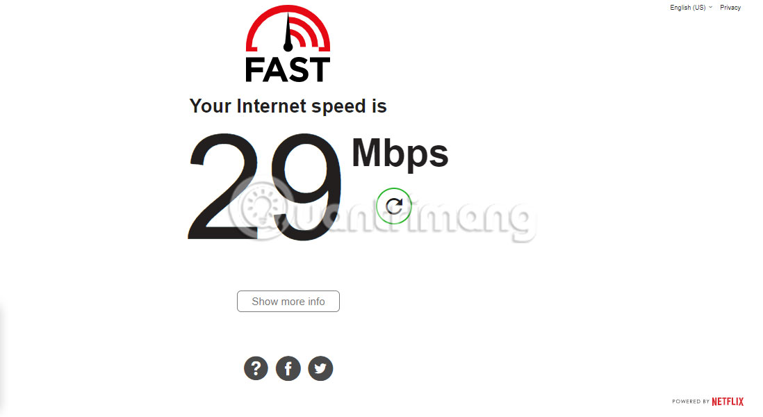 Tốc độ Internet theo Fast.com