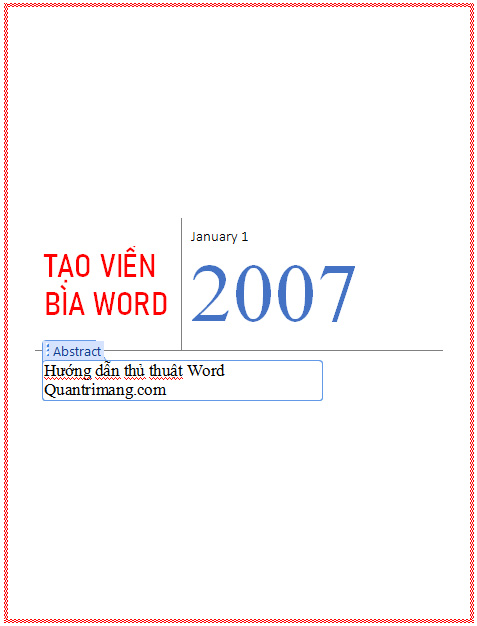 Tạo khung viền cho bìa sổ Word