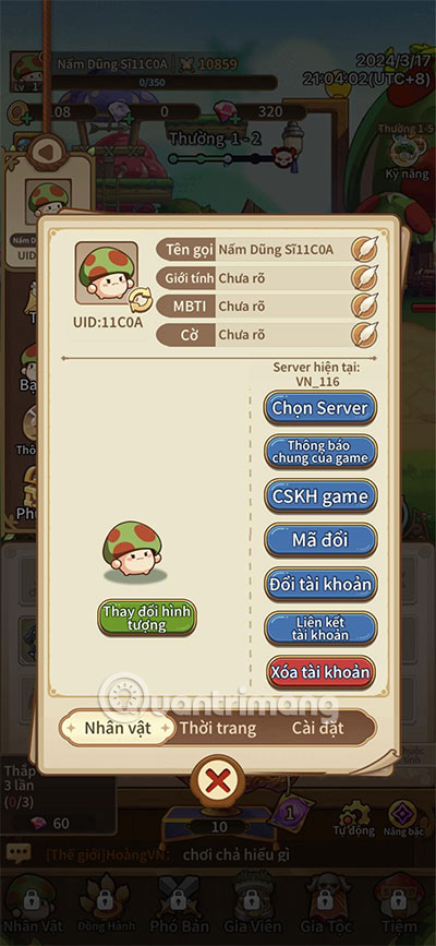 Đổi tên Nv Dwarf Mushroom về phía trước