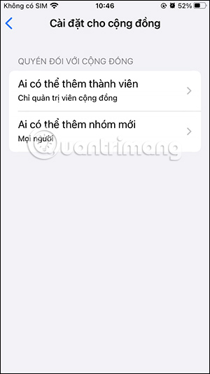 Tùy chọn cài đặt cộng đồng WhatsApp